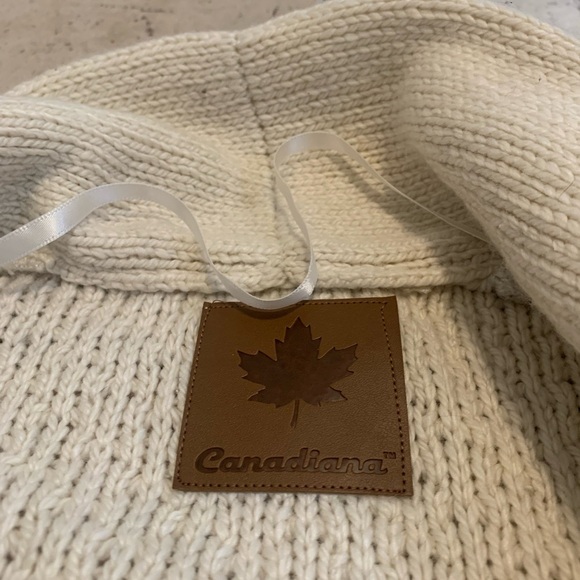 Canadiana Cream Cable Knit Shawl Collar Cardigan Sweater Size Small - Picture 3 of 8